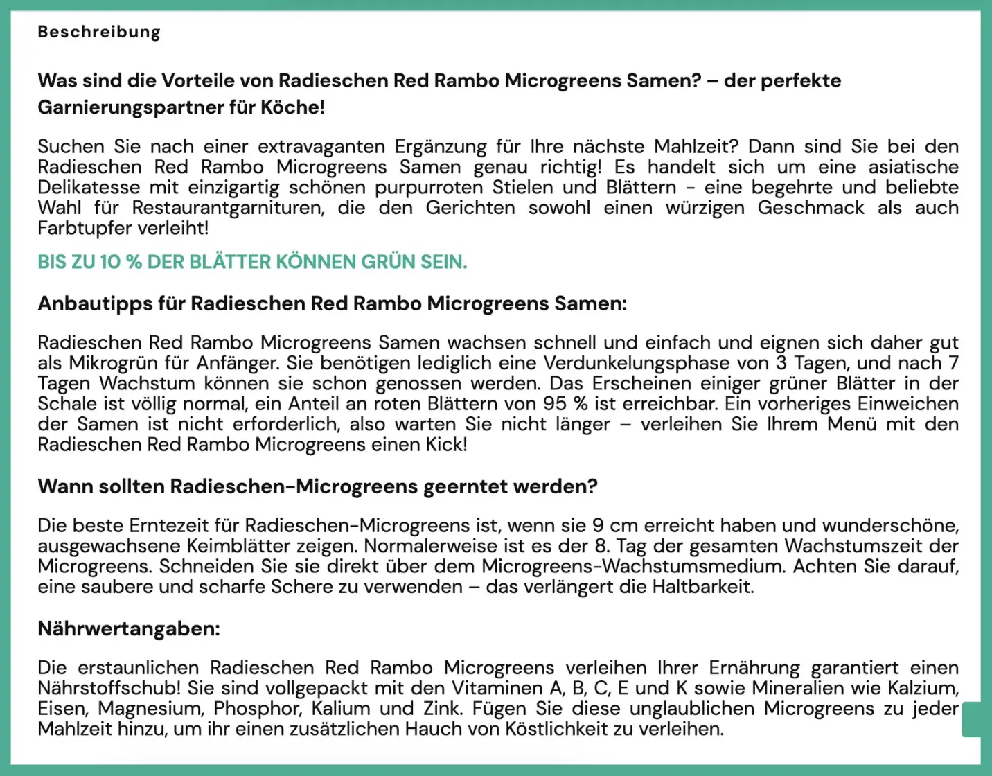 Detaillierte Beschreibung und Anbauanleitung für Microgreens ansehen 